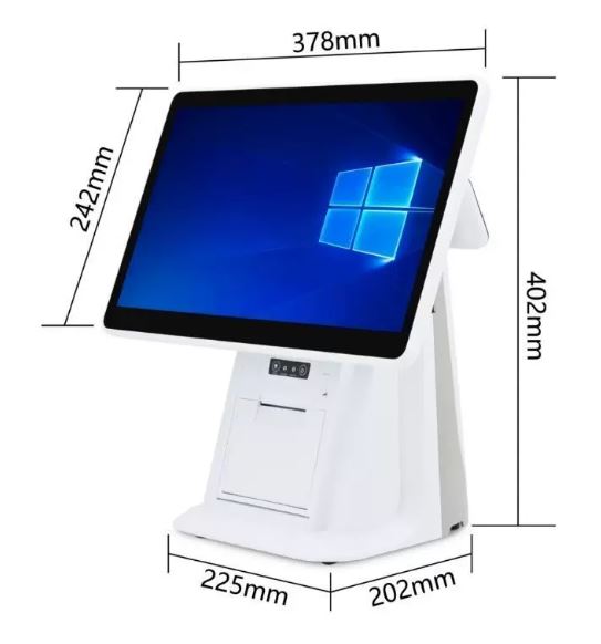 15.6 inch POS terminal with built-in 58mm printer, with dimensions