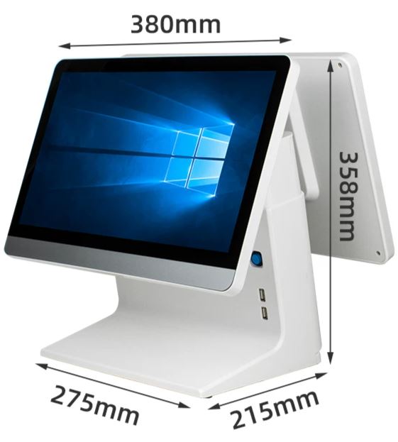 15.6 inch Full HD dual-screen POS terminal with dimensions